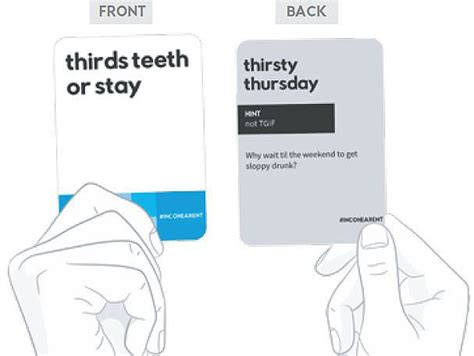 incoherent game cards|INCOHEARENT Game Rules .